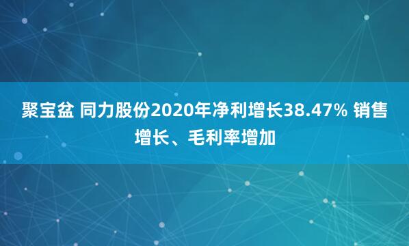 聚宝盆 同力股份2020年净利增长38.47% 销售增长、毛利率增加